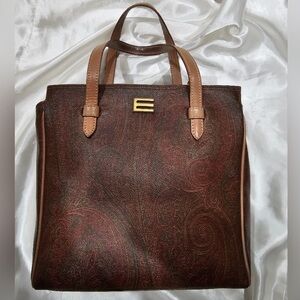 Etro Brown Paisley Tote Bag